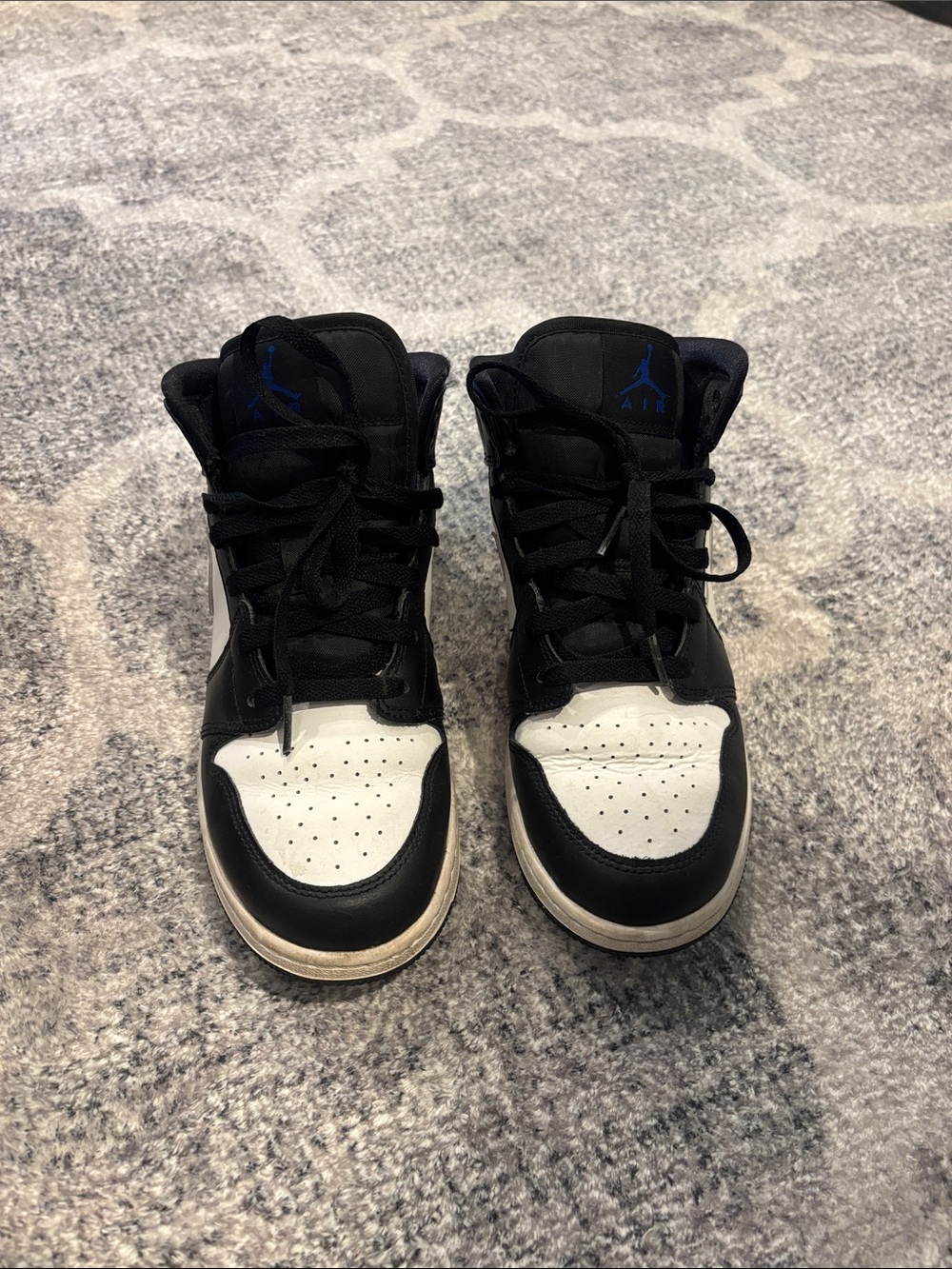Jordan Black, White & Blue High-Top Sneakers